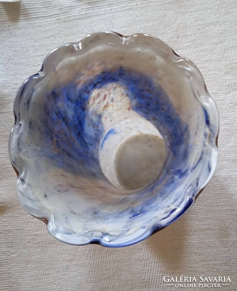 Unique glass vase in blue color