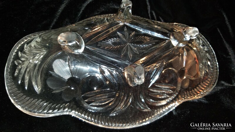 Crystal glass pedestal serving bowl oval 35 x 20