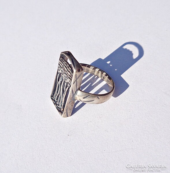 Szecessziós, virágos ezüst gyűrű