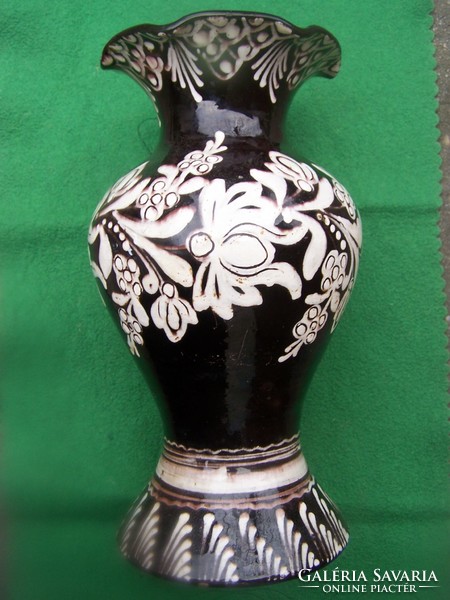 Folk art nouveau vase by potter Sándor Kiss (1883-1956).