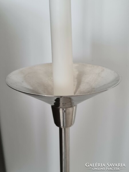 Art deco old chromed copper candle holder pair-67/52 cm