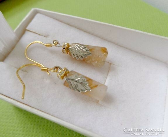Rutile quartz (gold) mineral earrings