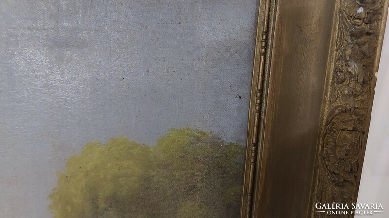 (K) Szüle szignós tanya, tájkép festmény 62x72 cm kerettel.