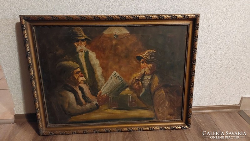 (K) Antik életkép festmény 78x60 cm kerettel.