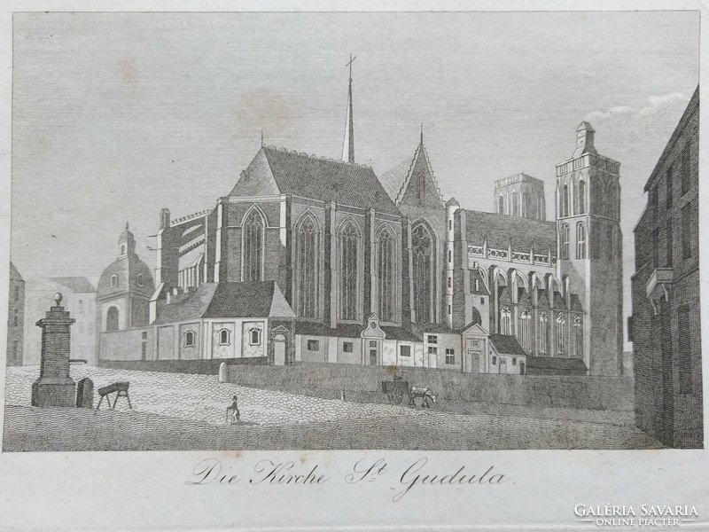 Liege in Belgium st. Pauls church?. Original wood engraving ca. 1835