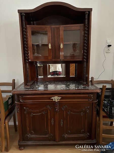Art Nouveau/colonial sideboard with marble top