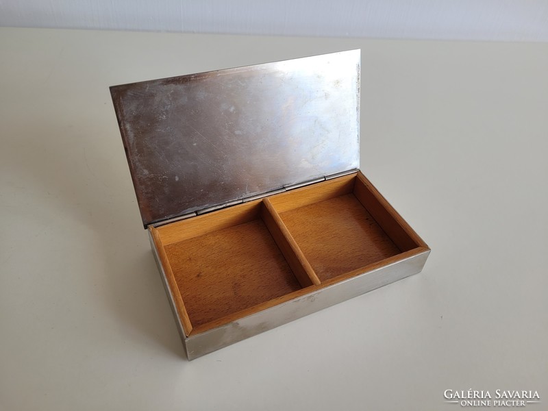 Retro old handicraft metal box mid century
