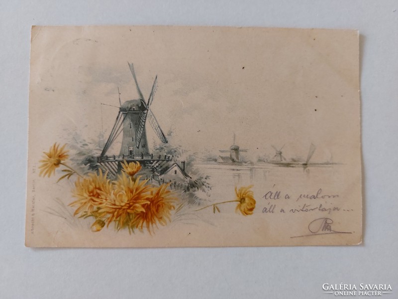 Old postcard 1899 postcard mill flower