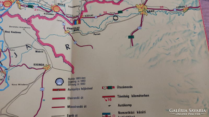 1993. Published car map of Hungary and Budapest / shell well map