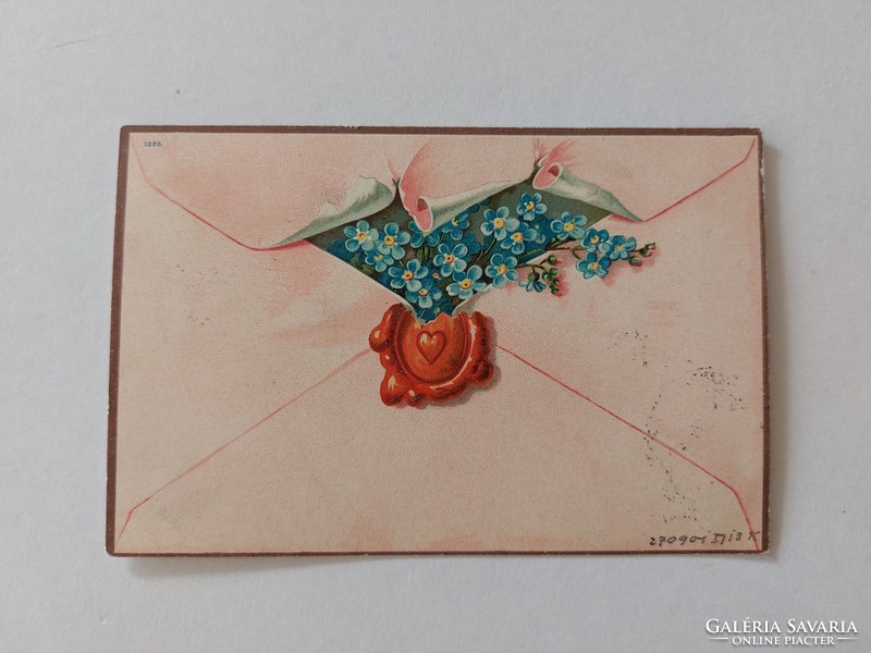 Régi képeslap 1901 levelezőlap nefelejcs szív