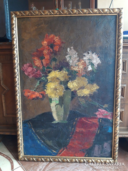 Bukovinszky Gyula (1903-1975) - Virágcsendélet - olajfestmény - 95 cm x 63 cm
