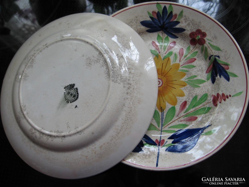 12 antique opaque de sarreguemines plates and cups in one