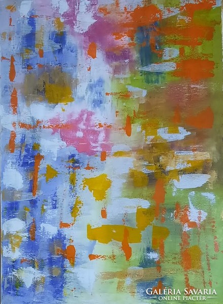 Zsm abstract painting: size 70 cm/50, play of colors - mixed technique canvas
