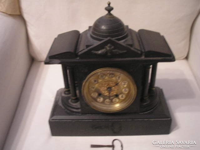 ANTIK Kandalló 6 oszlopos gránit óra hozzá +1db Usa Ansonia clock szerkezettel