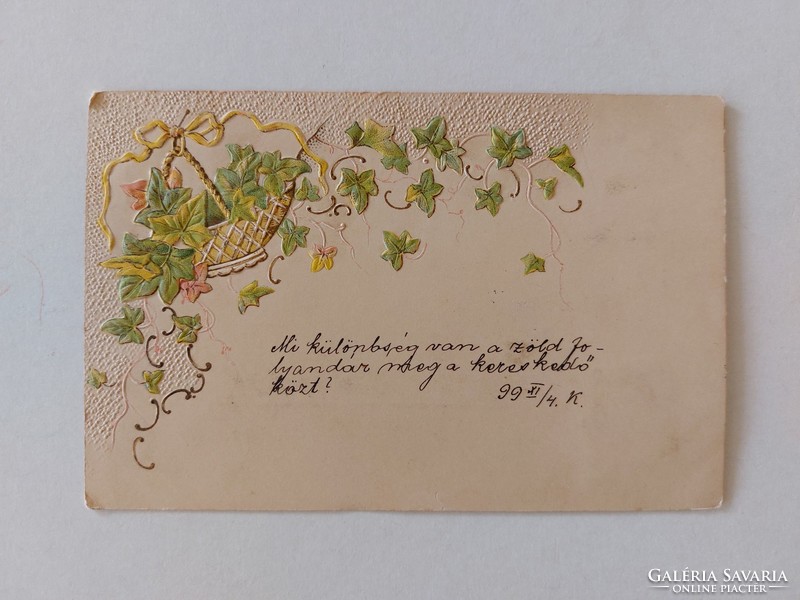 Régi képeslap 1899 dombornyomott levelezőlap borostyán
