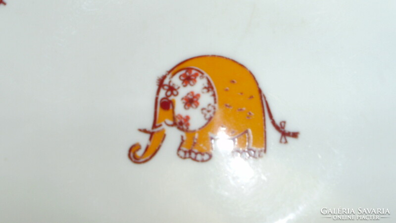 Retro Hollóházi gyerek tányér készlet - oroszlános, elefántos - mély, lapos, kistányér - együtt