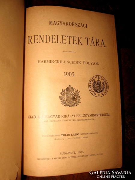 1905 MAGYARORSZÁGI RENDELETEK TÁRA
