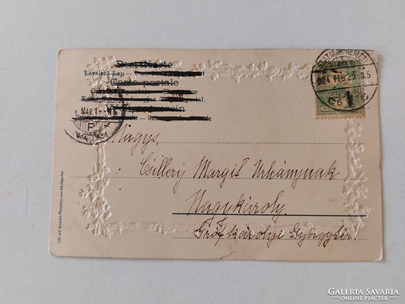 Régi képeslap 1901 dombornyomott levelezőlap tájkép