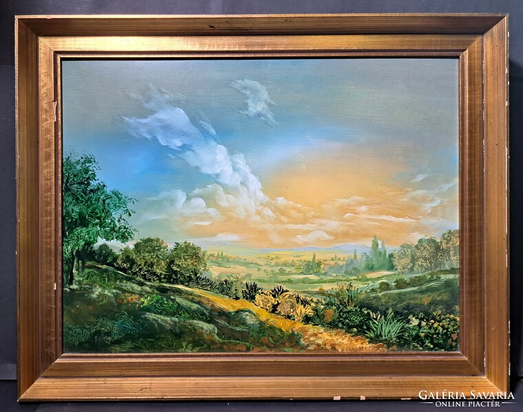 Dallos Ferenc panoramic oil painting! Modern landscape