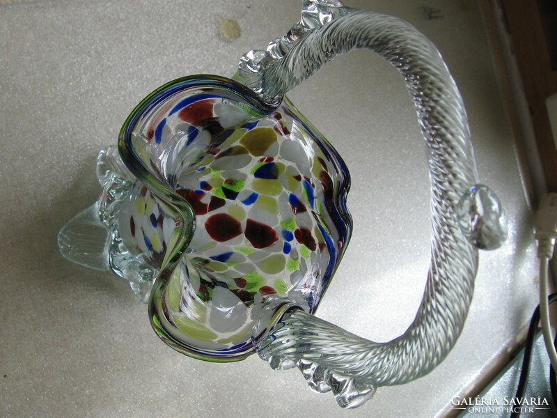 Retro handmade small glass basket