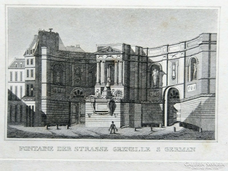 The well of Grenelle st.German street.. Original celt engraving ca.1835