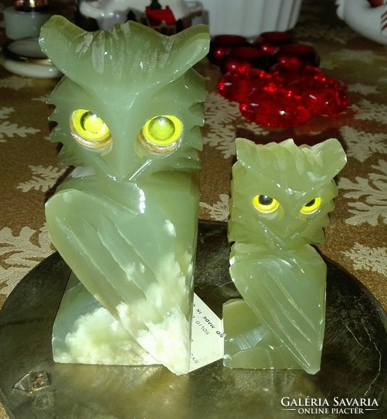 Two owls / onyx / rethought 14 and 10 cm
