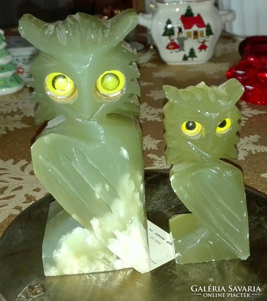 Two owls / onyx / rethought 14 and 10 cm