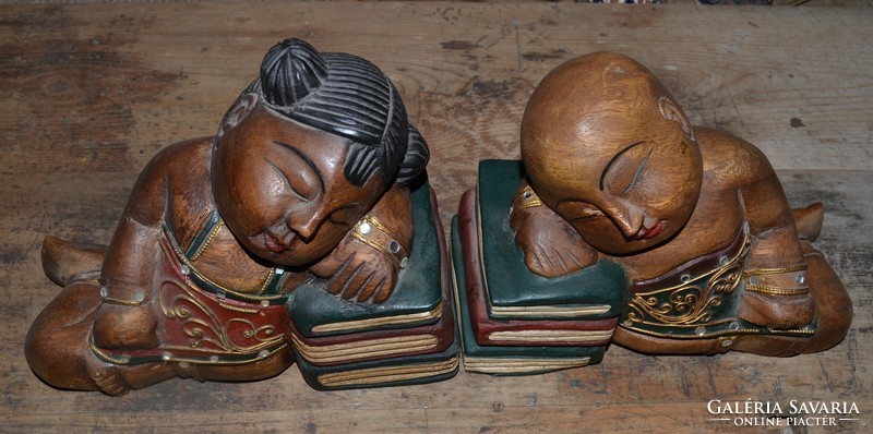 Pair of old wooden bookends