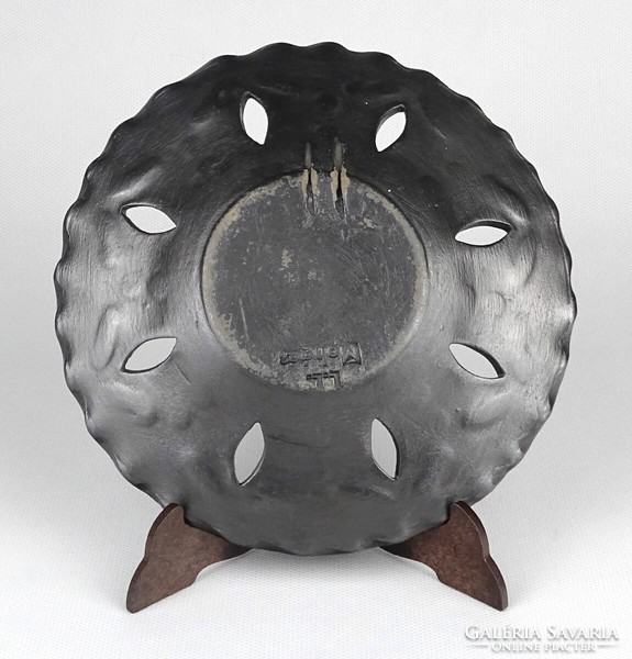 1M418 Lakatos L. mohácsi fekete cserép tányér 16 cm