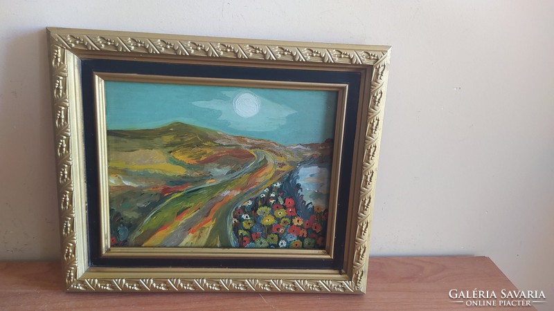 (K) small landscape painting with frame 33x28 cm