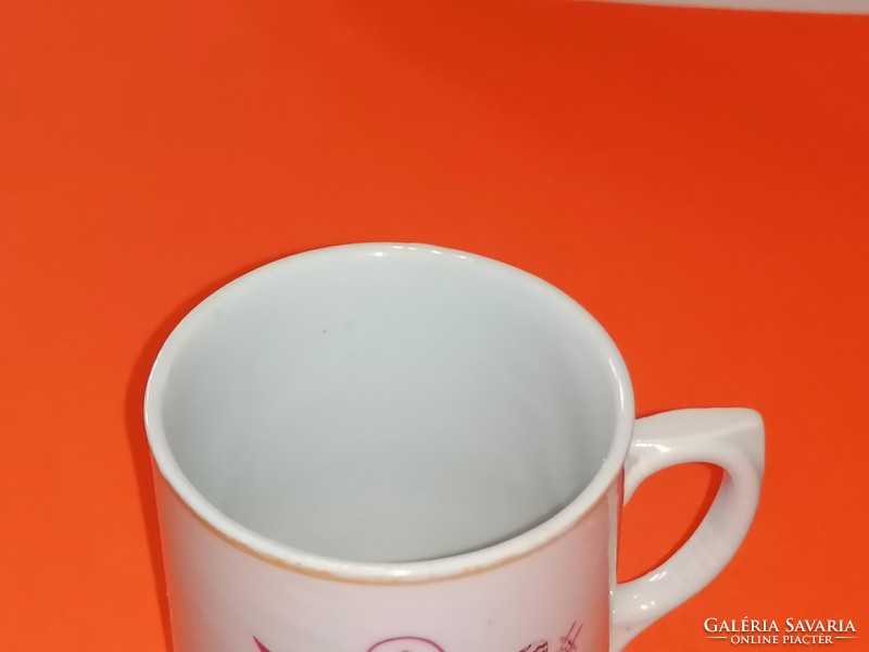 Very rare Zsolnay mug with pink bird from Sinko