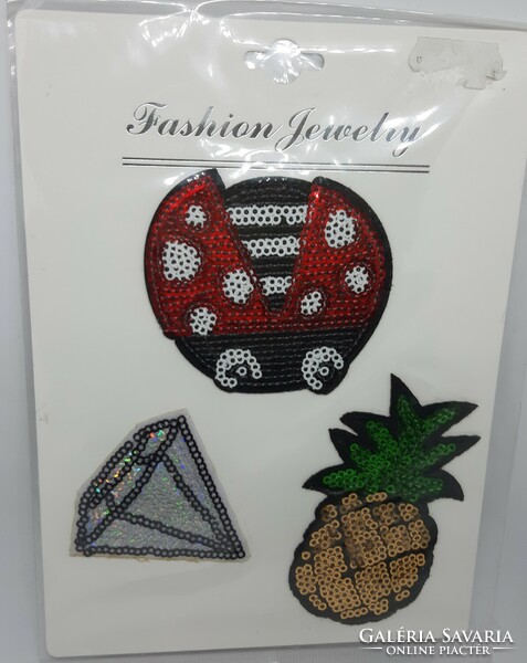 3-piece sewing machine, clothes patch, sewable, ironable clothing decoration / ladybug, diamond, pineapple