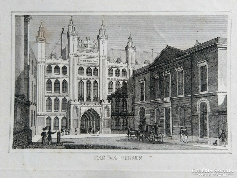 London városháza (Guildhall). Eredeti acelmetszet ca.1835