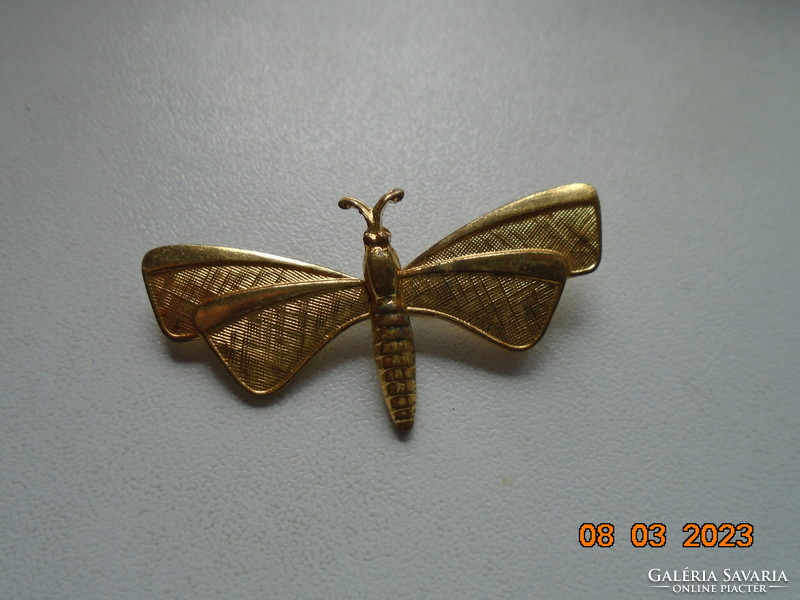 Gold-plated textured butterfly brooch