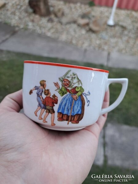 Rare Zsolnay porcelain Jancsi and Juliska fairy tale cup mug nostalgia heirloom grandmother