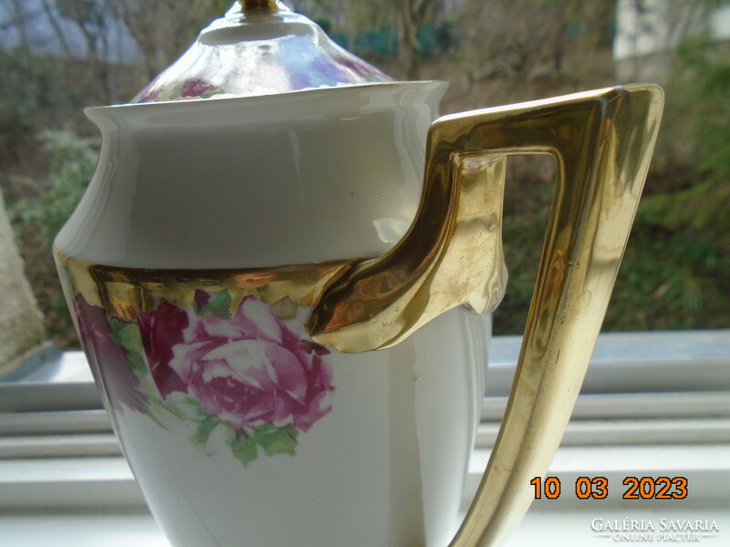 Altwien empire spectacular rose-patterned, opulently gilded, hand-numbered pedestal tea pourer