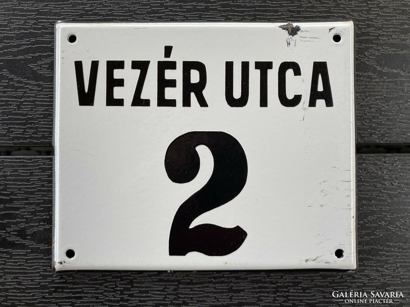 Vezér utca 2 - house number plate (enamel plate, enamel plate)