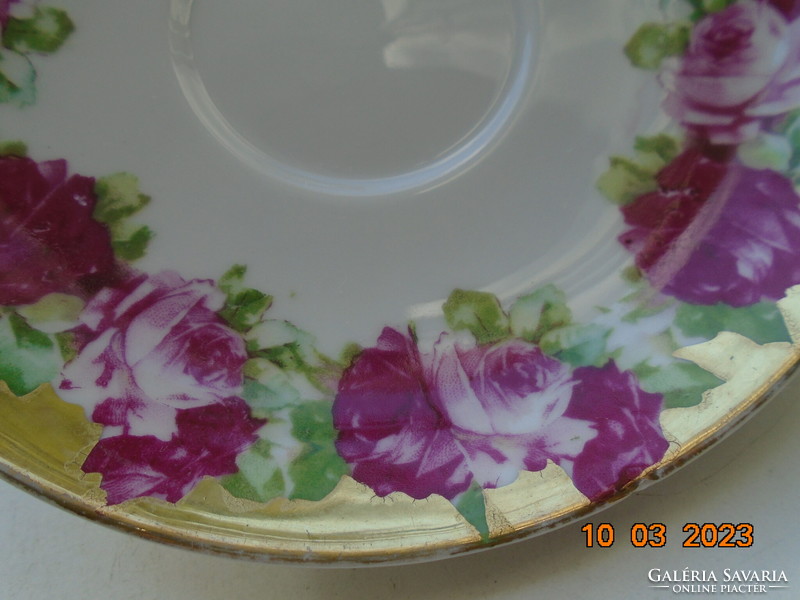 Altwien empire spectacular rose-patterned, opulently gilded, hand-numbered tea cup with coaster