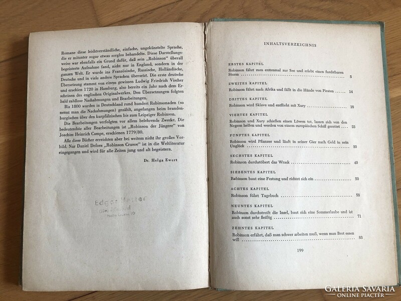 1955 -ös Daniel Defoe - Robinson Crusoe c. német nyelvű könyv