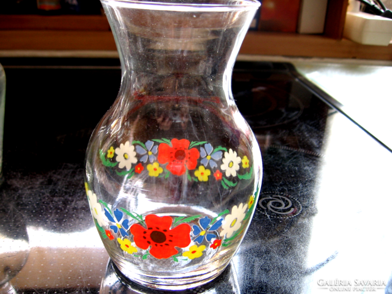 Pipacsos, búzavirágos, kalászos üveg váza , jácint hajtató
