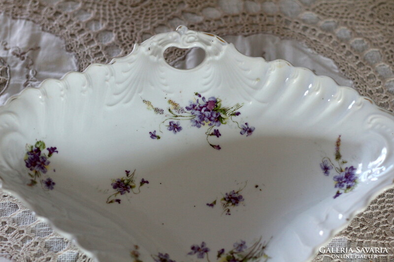 Beautiful violet porcelain, large Art Nouveau serving bowl, centerpiece, violet