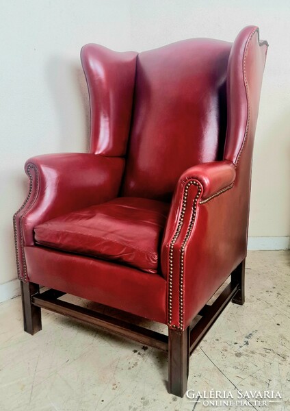 Antik  Angol chesterfield füles bőr fotel