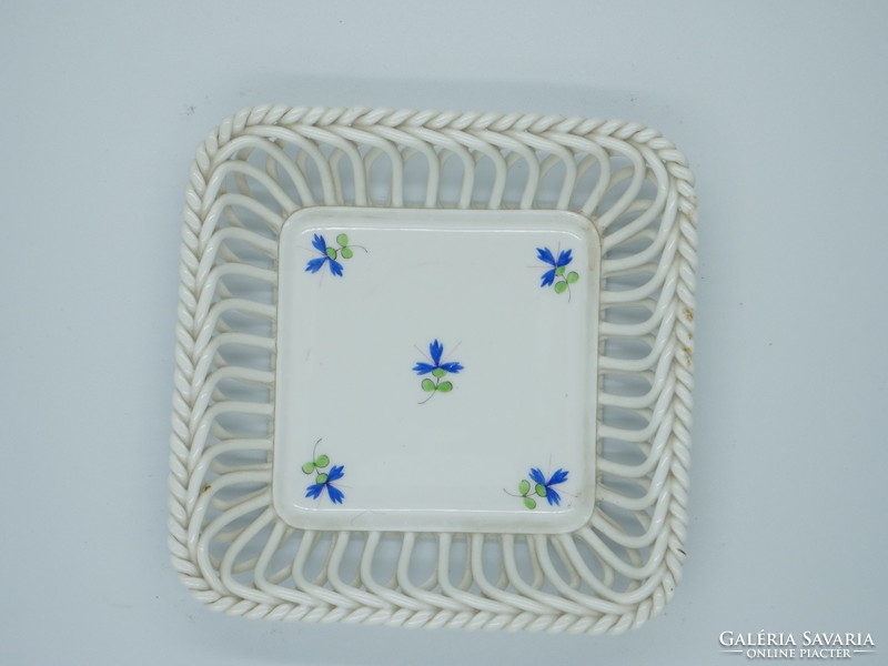 Herend blue floral pattern woven bowl