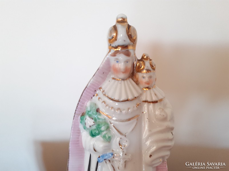 Antik porcelán Mária szobor régi kegytárgy 17 cm