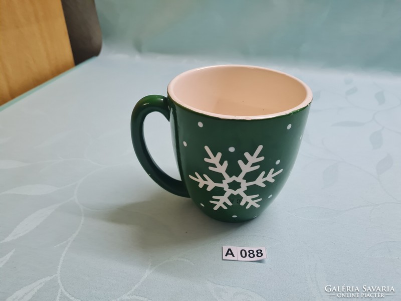 A088 green snowflake pattern mug 12 cm