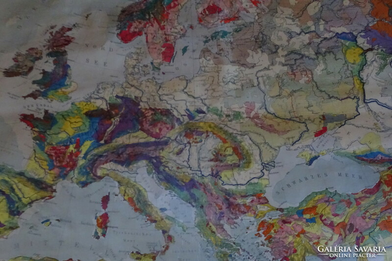 Antique wall map - topography of Europe