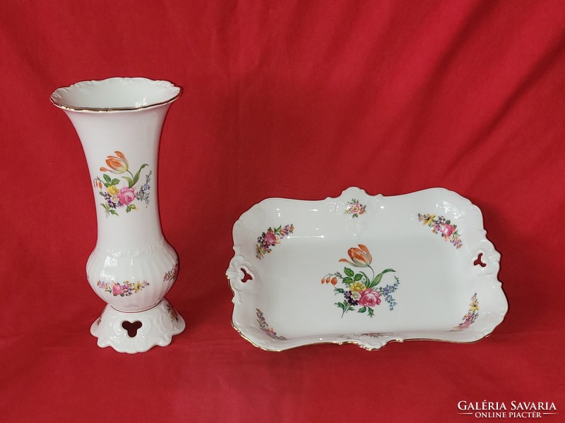 Gyönyörű német porcelán váza és kínáló tál