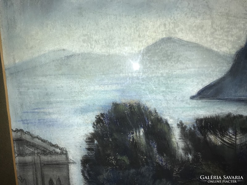 Rare!!! István Élesdy: capri 1939. Pastel paper with the artist's date at the bottom.