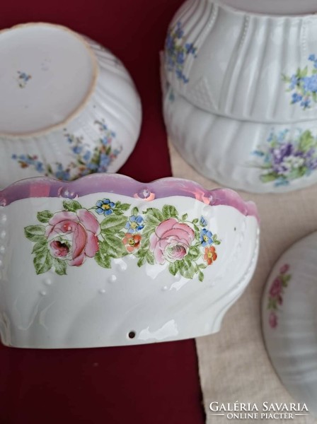 Pink floral porcelain cake plate soup plate stew plate coma plate peasant plate