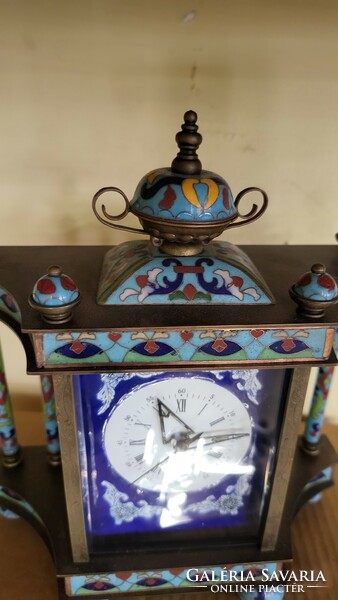 Enameled bronze special table clock